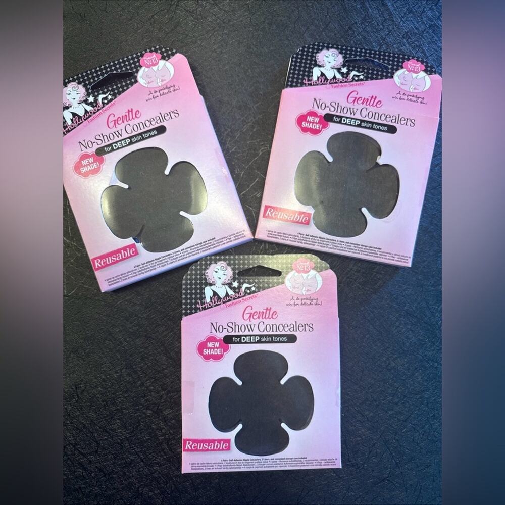 x3 Hollywood Fashion Secrets Reusable Gentle No-Show Concealers DEEP DARK Tones